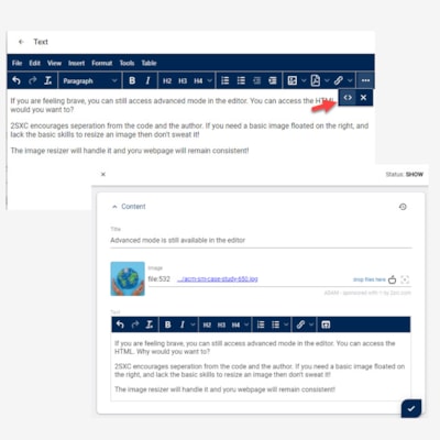 Advanced mode is still available in the editor